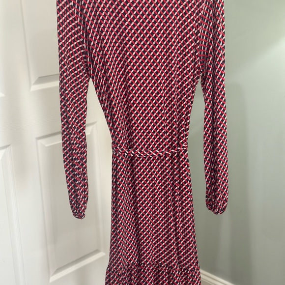 BODEN 14 Dress Navy Red Boatneck Ruffled Hem large XL - Picture 4 of 9